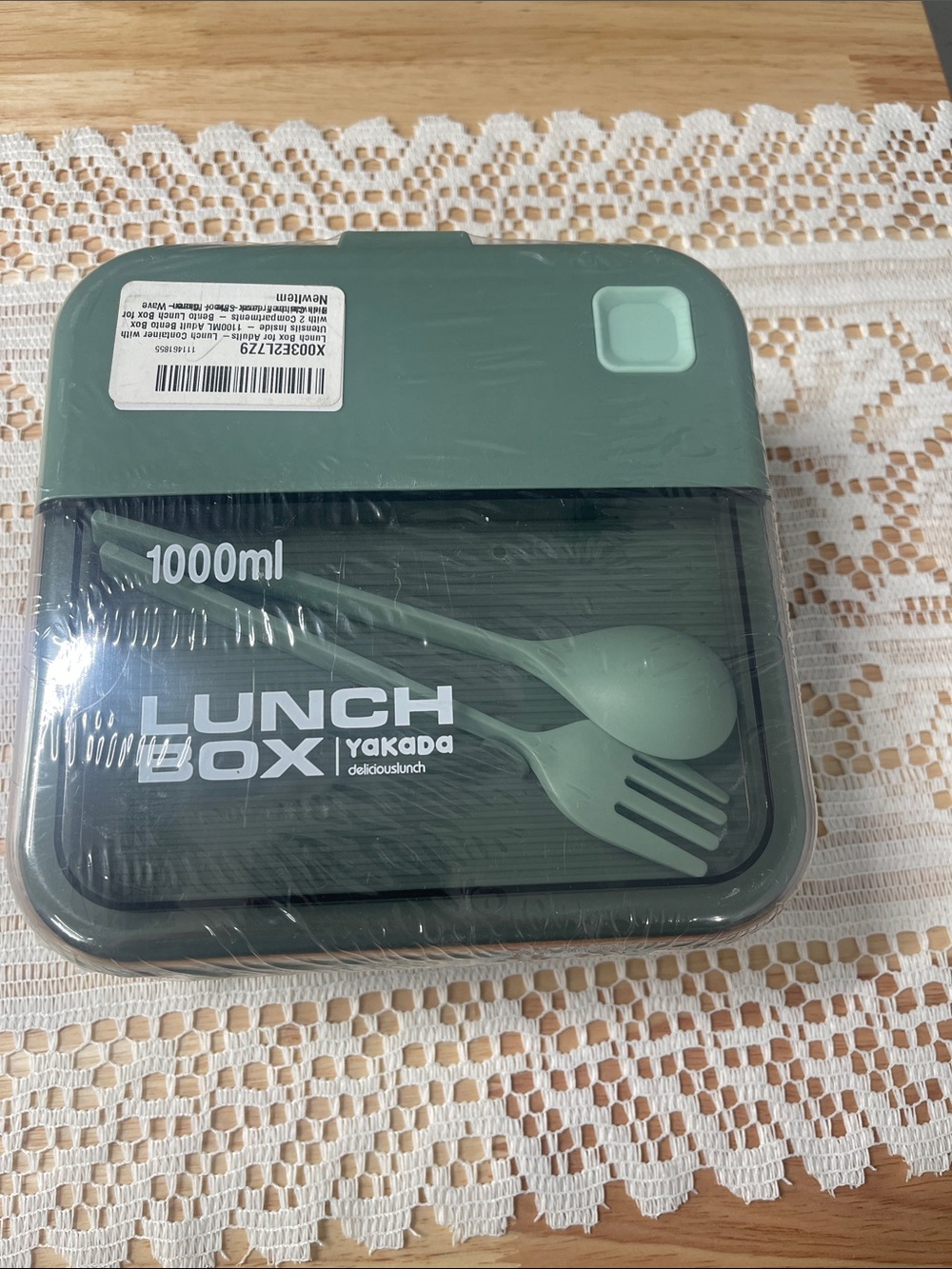Green 1000ml Lunch Box with Utensils
